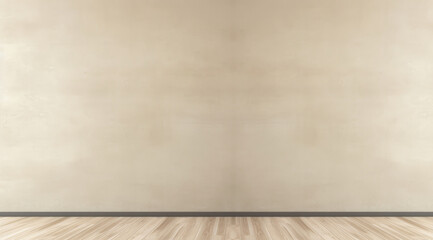 empty beige room wall with wooden floor