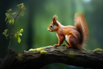 Naklejka na ściany i meble Curious Squirrel Enjoying Treetop View