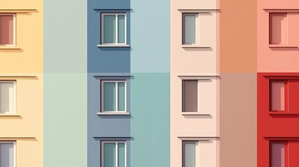 Building structure colorful pastel wall paint swatches house illustration banner.