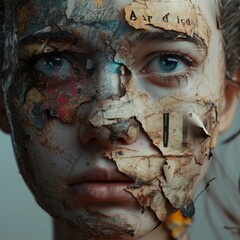 Portrait of a beautiful girl with painted face. Close-up.