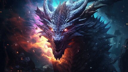 Powerful Dragon Legendary in dramatic sky background. AI generated