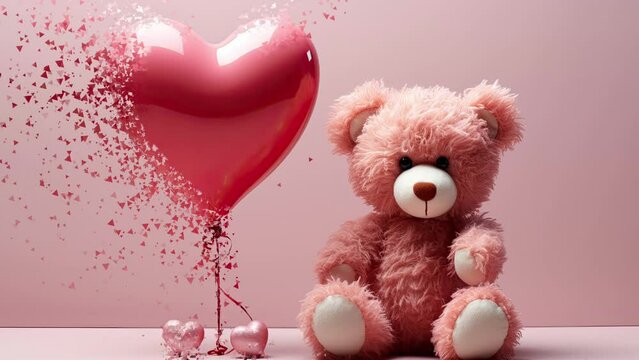 Plush bear with heart, Valentines Day concept