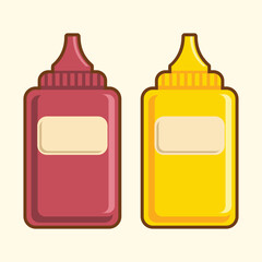 ketchup and chilli sauce bottle vector illustration