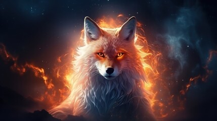 Powerful a Wolf animal wildlife in dramatic background. AI generated image