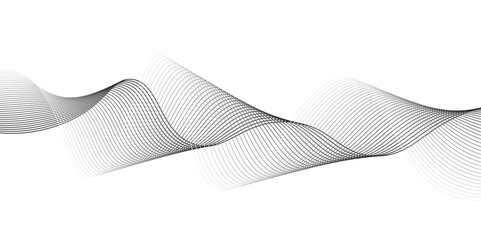 Abstract black smooth wave on a white background. Vector illustration of smooth motion dynamics.Abstract business wave curve lines background.