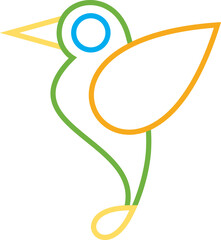 Bird Light Neon Line Art Element