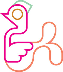 Bird Light Neon Line Art Element