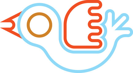 Bird Light Neon Line Art Element