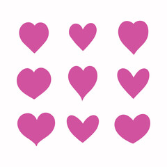 Design elements for Valentines day. Hearts set. Hand drawn hearts vector. Pink, lilac hearts