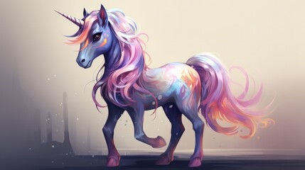 A majestic unicorn magical horse on abstract background. AI generated image