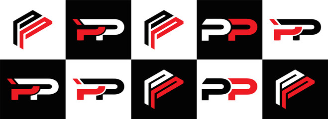 PP set ,PP logo. P P design. White PP letter. PP, P P letter logo design. Initial letter PP letter logo set, linked circle uppercase monogram logo. P P letter logo vector design.	
 - obrazy, fototapety, plakaty