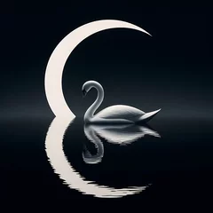 Deurstickers swan on the water © Michael