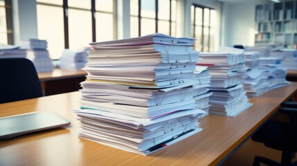 Stack of documents on the office desk