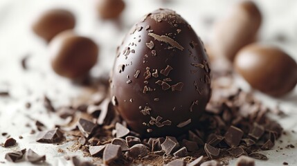 milk chocolate easter egg on crumbled chocolate