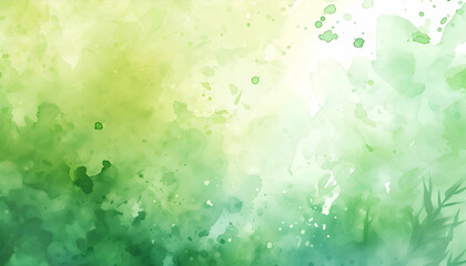Fototapeta premium Creative watercolor green background with watercolor splash. Spring season wallpaper. 