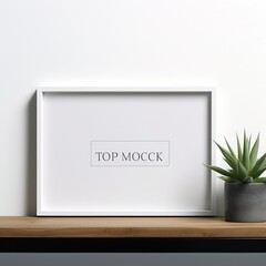 White frame mockup with a plant,
