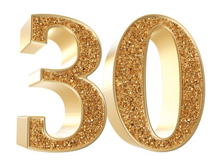 Gold 3d Number 30 luxury render