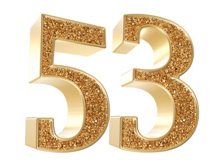 Gold 3d Number 53 luxury render