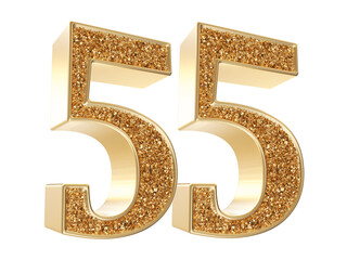 Gold 3d Number 55 luxury render