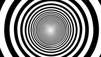 Fototapeta premium Optical illusion tunnel with black and white pattern. Black hole op art tunnel.