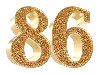 Gold 3d Number 86 luxury render