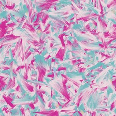 Abstract raspberry pink, cyan opaque, bone and cashmere color brush strokes  with different shapes. Seamless pattern.