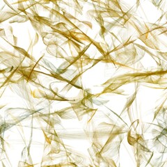 Deep bronze, bee yellow and grey olive transparent brush strokes on the white background. Tulle or veil texture. Seamless pattern.