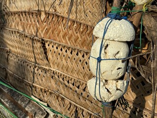 detailed fishing accessories like fish trap, buoys and colorful ropes