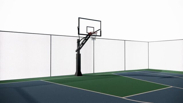 basketball court green and blue color. footage illustration isolated with white background