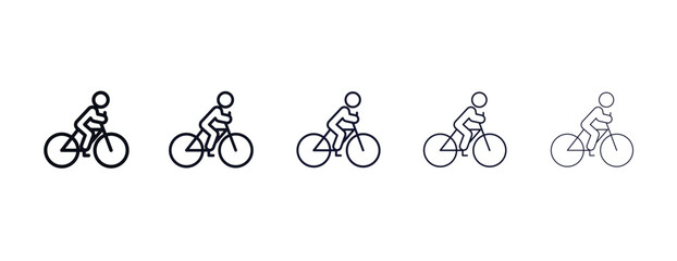 riding bicycle outline icon. Black, bold, regular, thin, light icon from gym and fitness collection. Editable vector isolated on white background