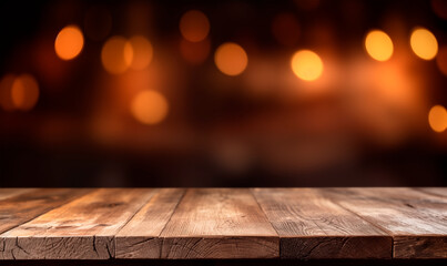 Old wooden table in dark blurred background. Copy space