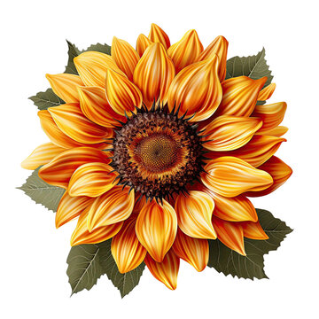 Sunflower Isolated on Transparent or White Background