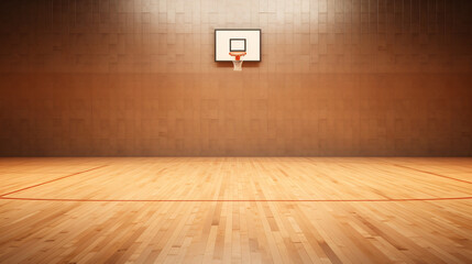  Empty Indoor basketball court.