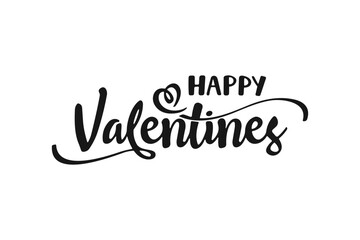 Happy Valentines Day typography poster with handwritten calligraphy text, isolated on white background. Vector Illustration