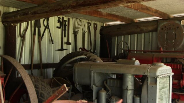 Old 1800s Tool shed with machinery