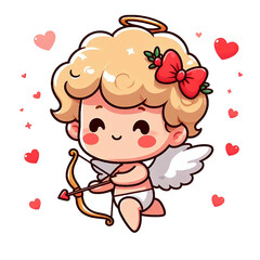 Fototapeta premium Cute Cupid PNG Sublimation Clipart. Generative AI