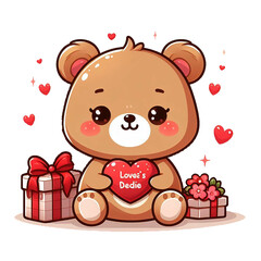 Valentine's Day  Cute Bear Sublimation PNG Clipart. Generative AI