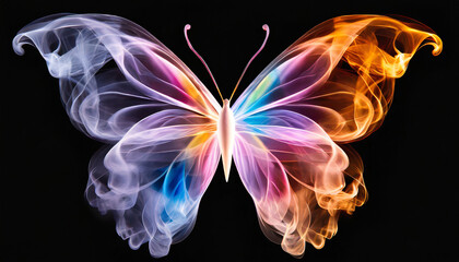 A butterfly made of colorful smoke