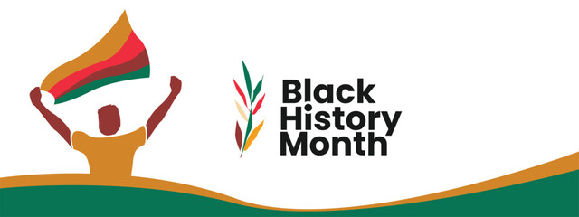 flat black history month horizontal banner