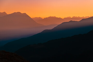 Alpine summer sunrise at Mount Sechszeiger, Jerzens, Imst, Tyrol, Austria