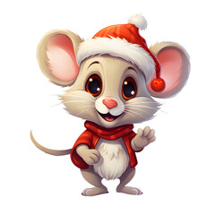 drawn christmas mouse clipart isolated on transparent background