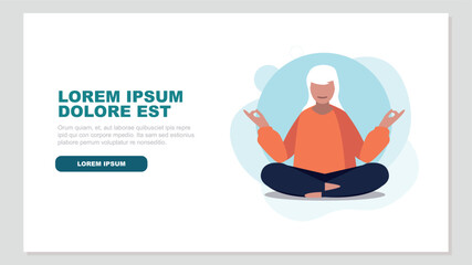 Vektor-Illustration einer entspannten Frau beim Yoga - Entspannungskonzept