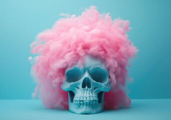 A Whimsical Blend of Pink Candy Floss and Macabre. Generative AI.