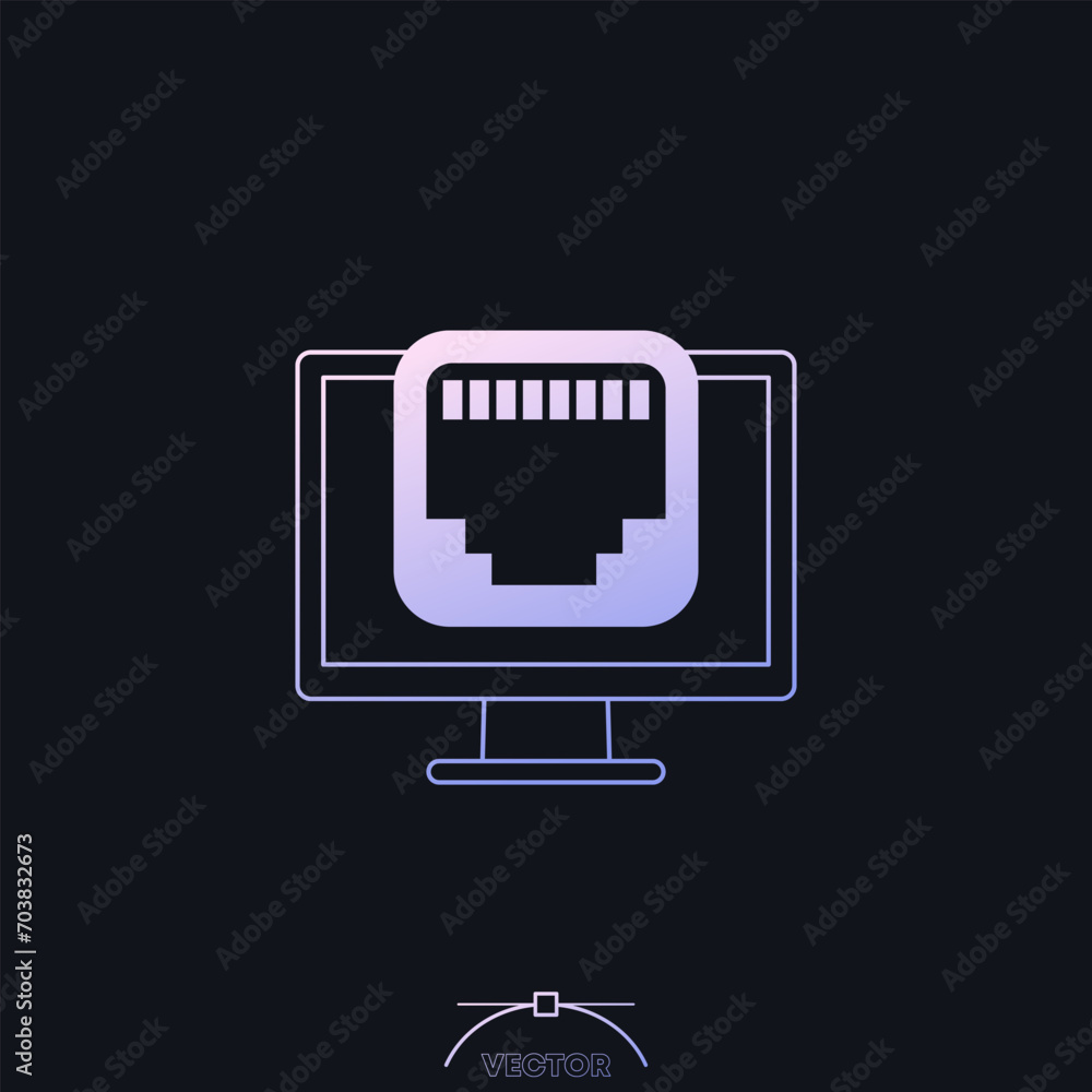 Poster ethernet port, network icon with gradient