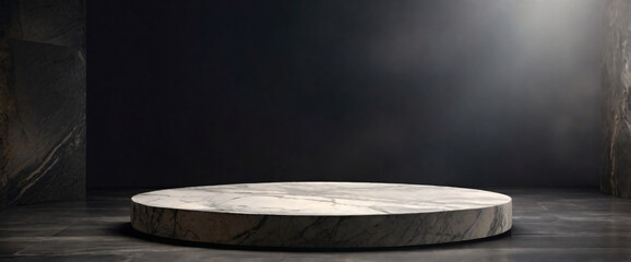 Stone podium for display product. Background for cosmetic product branding, identity and packaging inspiration