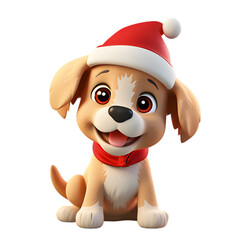 3d christmas dog isolated on transparent background