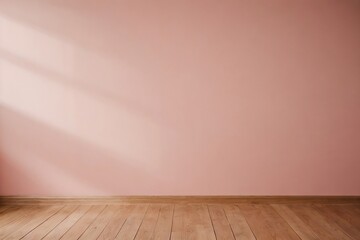 Empty room with pink wall and natural light. Abstract minimalist background with copy space for product presentation.