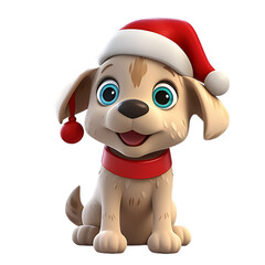 3d christmas dog isolated on transparent background