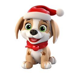 3d christmas dog isolated on transparent background