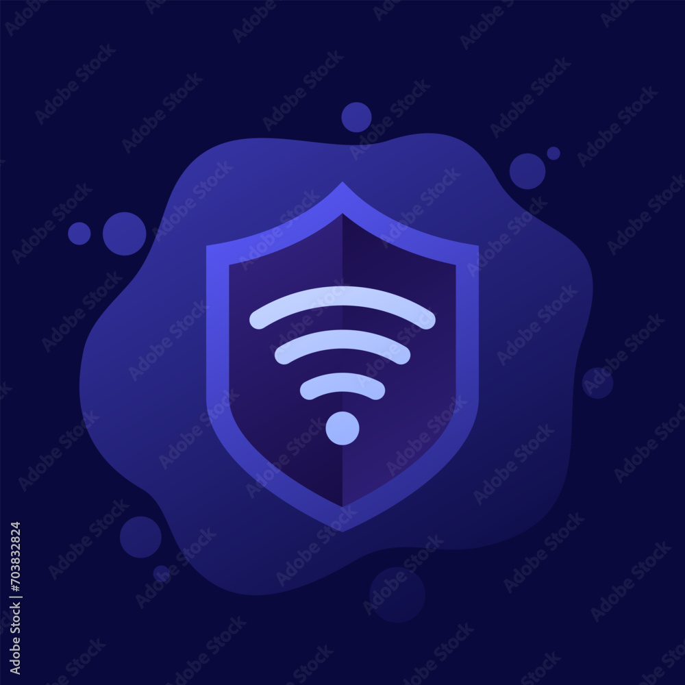 Canvas Prints secure wi-fi icon with a shield, vector design